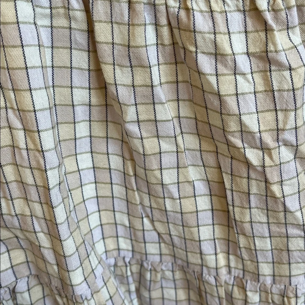 Old Navy Cream Plaid Square-Neck Midi Dress with Puff Sleeves - Picture 5 of 6